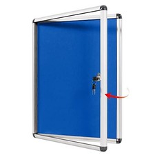 SWANCROWN 26x20 in Enclosed Bulletin Board, Wall Display Case, Blue Felt picture