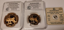SUPER RARE 1970 FRANKLIN MINT MASS BRONZE GEM PROOF 1 Oz, 1/2 Oz,  1 Gm Ag picture