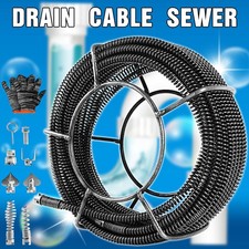 50 Ft Drain Auger Plumbing Snake Clog Cable 5/8 In.Sewer Pipe Cleaner Durable picture