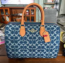 Coach Signature Denim Large Rowan picture