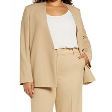 NWT Vince Modern Collarless Blazer Single Button Straw Tan Camel Wool Plus 20 picture