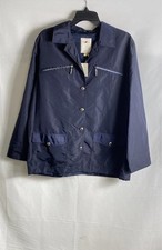 Vertigo Pour La Ville Women's Navy Blue Nylon Snap Front Jacket Sz M France NWT picture