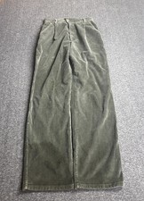 VTG LL.Bean Pleated Corduroy Pants Mens 29x32 Green Baggy Cuffed USA Made 80’s picture
