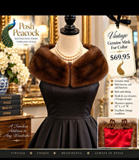 Vintage Women’s Genuine Mink Fur Round Collar Brown/Red Satin Lined Hook & Eye picture
