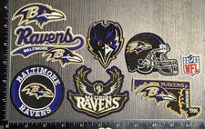 LOT OF 8 BALTIMORE RAVENS IRON ON EMBROIDERED PATCHES EVERYTHING IN PHOTO picture