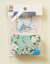 Daiso Korea Minhwa Bird Flower Stickers 50pcs Korean Traditional Art picture