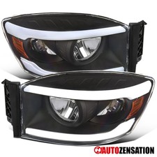 Fit 2006-2009 Dodge Ram 1500 2500 3500 Black LED Bar Headlights Lamps Left+Right picture