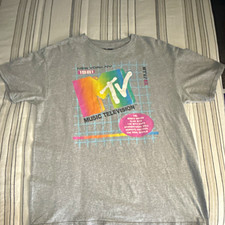 MTV Music Television Gray Graphic Logo Crew Neck Short Sleeve T-Shirt Men's L picture