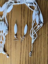 Vintage 5 Strand White Ivory Necklace with matching Earrings picture