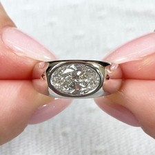 1.96 Ctw Oval Cut Moissanite East West Bezel Wedding Ring 14K White Gold Plated picture