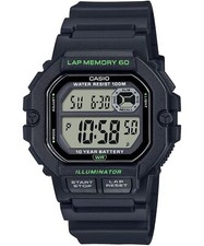 Casio LED Illuminator Lap Memory Black Resin Men's Sports Watch WS-1400H-1AVCF picture