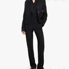 NWT Loulou Studio $290 Maia Wool  Black Dress Pants Trousers Sz L picture