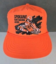vtg Spokane Kart Racing Assoc. hat orange rope zipper back made in Taiwan cap picture