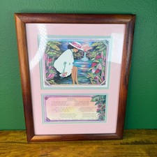 Vintage Diana Hansen Young Hawaiian Art Reflections 1996 in Koa Wood Frame picture