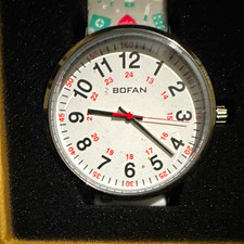 BOFAN Analog Quartz Watch White Dial Arabic Numerals Multicolor Strap w/ Box picture