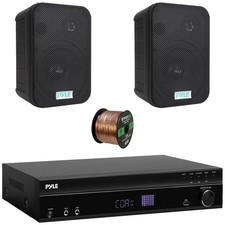 Pyle PT875BT 5.2CH Audio Amp Receiver, 2x 6.5'' 500W Waterproof Speakers, Wire picture