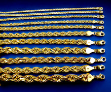 10K Yellow Gold Rope Necklace Chain Diamond Cut Real Gold 2mm-12mm 16