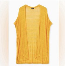 Torrid Kimono Yellow Pointelle Open Front Sweater Cardigan Sz 00/0 NWT picture