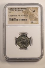 Roman Emperor Arcadius AE2 Coin AD 383-408 NGC VF  picture