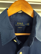 Polo Ralph Lauren Classic Fit Blue Solid Long Sleeve Cotton Button-Up Shirt M picture