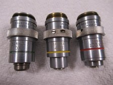 Bausch & Lomb Microscope Objective Lenses 100X 40X 10X Flat Field Plan Achromat picture