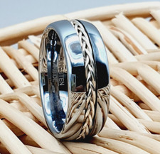 Braided Tungsten Ring Polished Tungsten Ring, Men's Tungsten Wedding Band picture