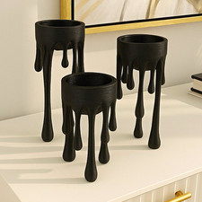 Set of 3 Black Metal Drip Style Freestanding Decorative Candle Holders 3D print picture