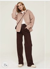 PAIGE Brooklyn High-Rise Wide-Leg Seam-Detail Jeans Black Cherry Size 28 new picture