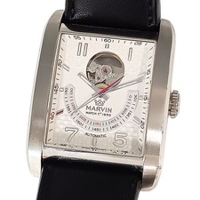 MARVIN M114-13 Rectangular Open Heart Skeleton Back Automatic Men's Watch picture