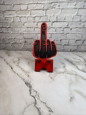 Funny Wooden Phone Stand Middle Finger Hand Gesture Desk Holder Gift picture