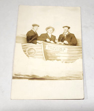 Antique RPPC Photo Charles City Iowa Studio Novelty Prop Boat Men Postcard AZO picture