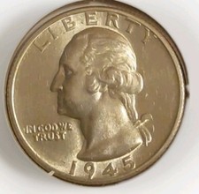  1945-S Washington Silver Quarter 25C US Coin Brilliant Uncirculated Free Post  picture