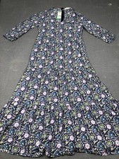 Boden Dress Womens 8 Blue Floral Round Neck 3/4 Puff Sleeve Maxi Woven NWT picture