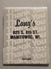Lang's Manitowoc  Wisconsin Vtg Unused Matchbook W1  picture