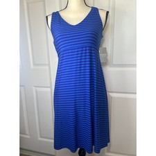 NWT Athleta Santorini 2 Dress Blue Stripe Size M MicroModal Soft Travel Casual picture