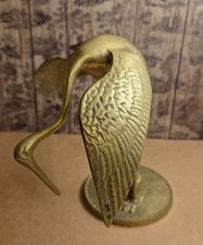 Vintage Leonard MCM Solid Brass Crane Figurine picture