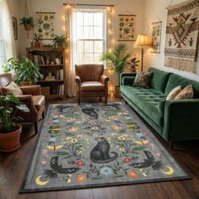 GarveeHome 5x7 Cat Area Rug Grey Washable Rugs for Living Room Bedroom, Soft ... picture