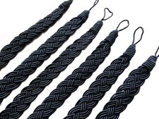 Navy Dark Blue Drapery Tie Backs Braided 6 Pc Vintage Curtain Holdbacks picture