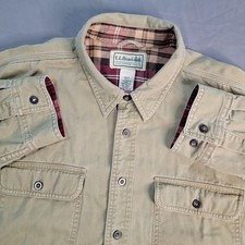 Vintage L.L. Bean Hurricane Flannel Lined Shirt Men's XL Tall Beige Big and Tall picture