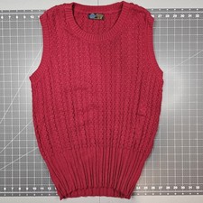 Vintage Sears Sweater Vest Mens Small 36 Red Cable Knit 60s Put On Shop Acrylic picture
