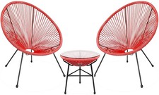 Barton 3 PCS Rattan Patio Bistro Set Outdoor Acapulco Chair Set All-Weather picture