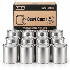 LAUCO Empty Paint Cans with Lids – 32 oz Quart Metal Paint Cans, 12 Pack picture