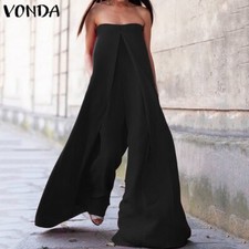 ZARA STRAPLESS VOLUMINOUS LINEN BLEND JUMPSUIT BLACK 3152/270 picture