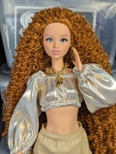 OOAK Custom Reroot Odile Barbie Fashionista 249 Long Ginger Curly Hair MTM picture