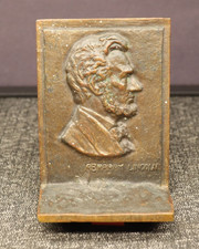 Vintage Abraham Lincoln Solid Bronze Bookend Door Stop Presidential Decor picture