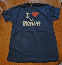 NWOT Wawa Unisex T-Shirt XL Teal Blue I Heart WAWA w Goose Logo Size XL 46 Chest picture