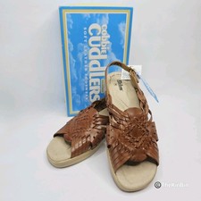 Vtg Cobbie Cuddlers 27826 Huarache Leather Sling Sandal 7W Wedge Heel NWT W/box  picture