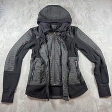 Lululemon Fleecy Keen III Jacket Size 6 Black Hooded Quilted Fleece Convertible picture