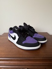 Nike Air Jordan 1 Low Court Purple Black White Basketball Shoes Men's 11 No Box picture
