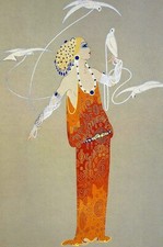 Erte 1987 APHRODITE Beautiful GODDESS w DOVES Art Deco Nouveau Matted Print picture